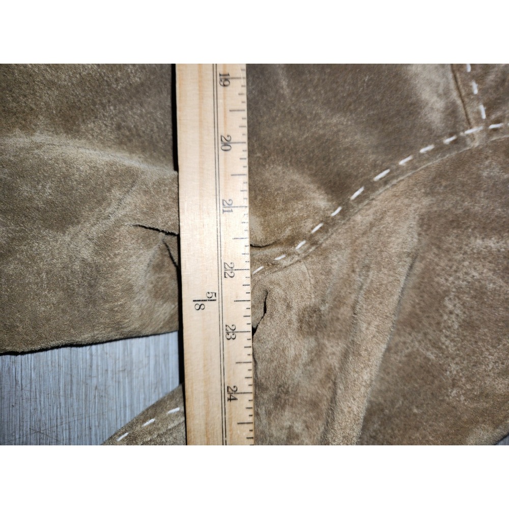 Denim & Co Womens Tan Leather Suede Whipstitch Button Front Jacket XL A2397 - Picture 5 of 8